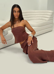 Lucelia Strapless Top Brown