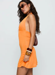Tinisie Halter Mini Dress Orange