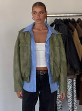 Tanza Faux Leather Jacket Washed Green