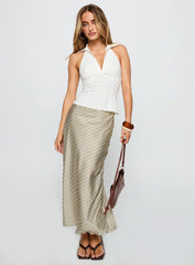Mixed Signals Midi Skirt Brown Stripe