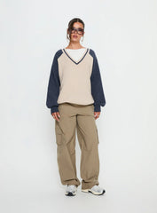 Adana V Neck Graphic Knit Sweater Multi