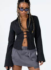 Nial Long Sleeve Top Black / Pinstripe