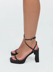 Tessie Ankle Strap Heels Matte Black