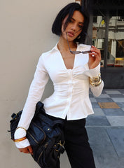 Elowenn Long Sleeve Top White