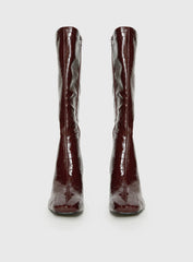 Alexx Knee High Boots Burgundy
