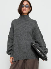Patrizia Funnel Neck Knit Sweater Grey