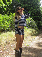 Dollhouse Knit Shorts Navy Stripe