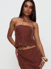 Lucelia Strapless Top Brown