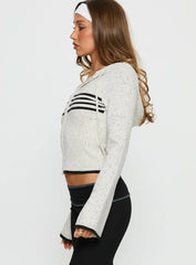 Brandea Zip Through Knit Hoodie White Marle