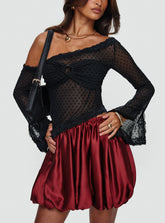 Rubee Bubble Hem Mini Skirt Red