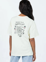 Happy Life Recipe Oversized Tee Cream