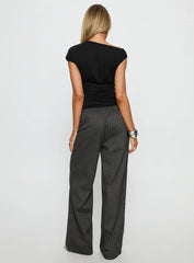 Jaysa Baggy Wide Leg Pant Grey Pinstripe