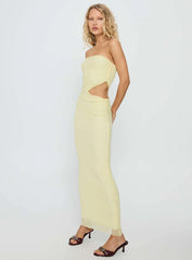 Tyllie Strapless Cut Out Maxi Dress Yellow