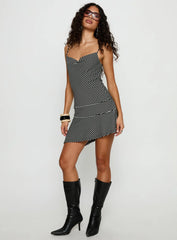 Laurela Asymmetrical Mini Dress Black / White Stripe