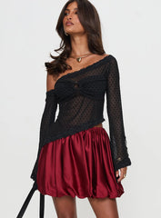 Rubee Bubble Hem Mini Skirt Red