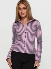 You Hear Me Long Sleeve Top Pink Stripe
