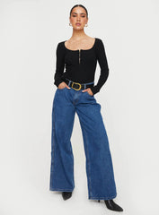 Zuma Long Sleeve Bodysuit Black