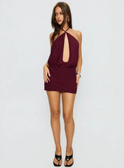 Drifting Away Chiffon Mini Dress Currant