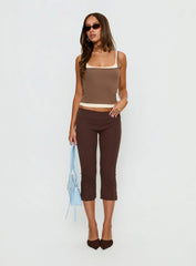 Maeka Layered Jersey Tank Top Brown Cream
