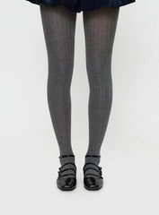 Flashback Ribbed Stockings Grey