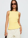 Maybe Tomorrow Ruched Sleeveless Top Lemon