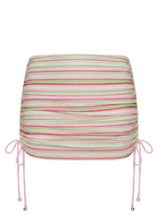 Marjie Ruched Sarong Green Pink Stripe