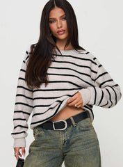 Souvenirs Knit Sweater Grey Stripe