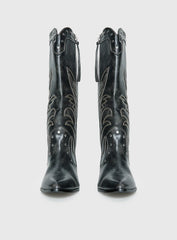 Austin Distressed Cowboy Boots Black