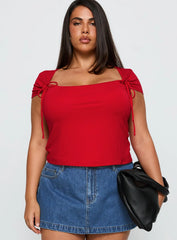Daena Tie Detail Top Red Curve