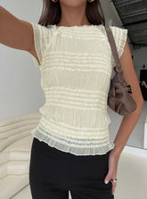 Talyn Cap Sleeve Frill Top Cream