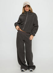 Siberia Fleece Zip Up Jumper Charcoal