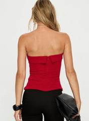 Mousse Strapless Top Red