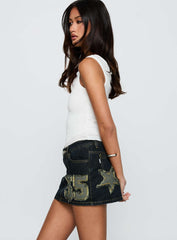 Standout Patch Detail Denim Skort Blue