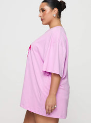 Hibiscus Haven Oversized Tee Pink Curve