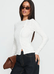 Passoni Long Sleeve Lace Top White