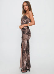 Soulina Ruched Maxi Dress Leopard