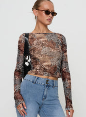 Tied In Long Sleeve Top Leopard