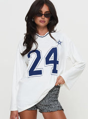 Star Player Long Sleeve Top White