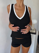 Baseline V Neck Rib Tank Top Black White