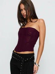 Oscuro Longline Mesh Corset Top Currant