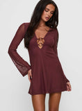 Artique Long Sleeve Mini Dress Brown