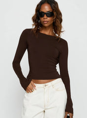 Harpur Long Sleeve Backless Top Chocolate