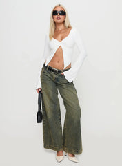 Holli Long Sleeve Twist Top White