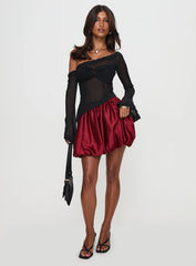 Rubee Bubble Hem Mini Skirt Red