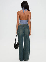 San Mateo Low Rise Wide Leg Tie Up Jeans Vintage Wash