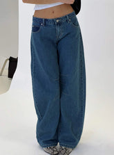 Tippie Low Rise Barrel Leg Jeans Mid Wash