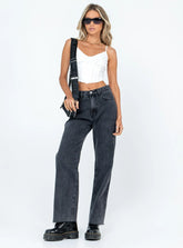 Arlington High Rise Straight Leg Denim Jeans Black
