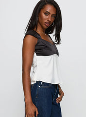 Think About It Cap Sleeve Top Black / White