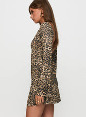 Lukea Long Sleeve Mini Dress Leopard