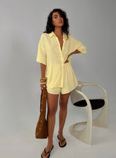 Peni Drawstring Linen Shorts Yellow